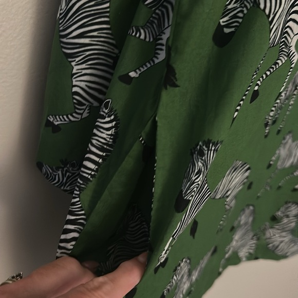 NWT Kate Spade Women’s Tunic Cover Up Zebra Green Black Tie Front Sz Small Chic - Picture 10 of 12